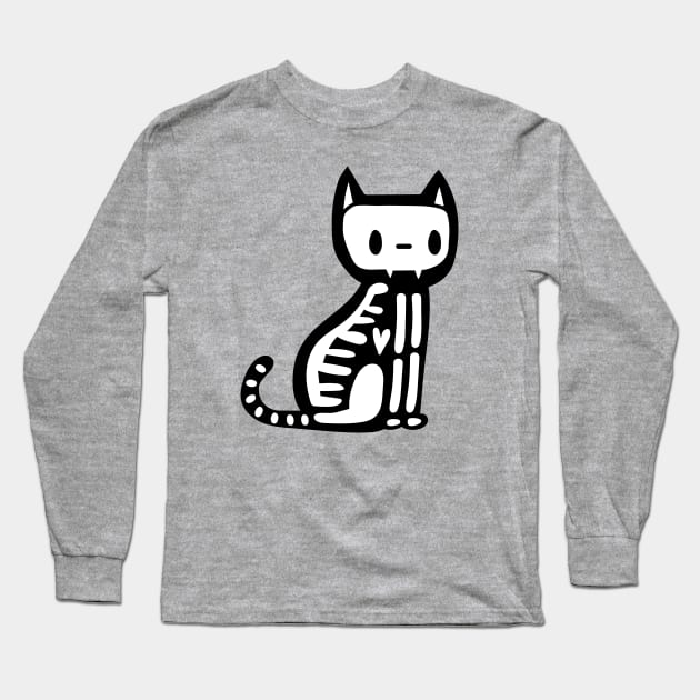 Halloween skeleton cat Long Sleeve T-Shirt by illulief